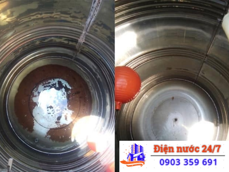  thực hiện xử lý và vệ sinh bồn nước sạch sẽ, kỹ lưỡng