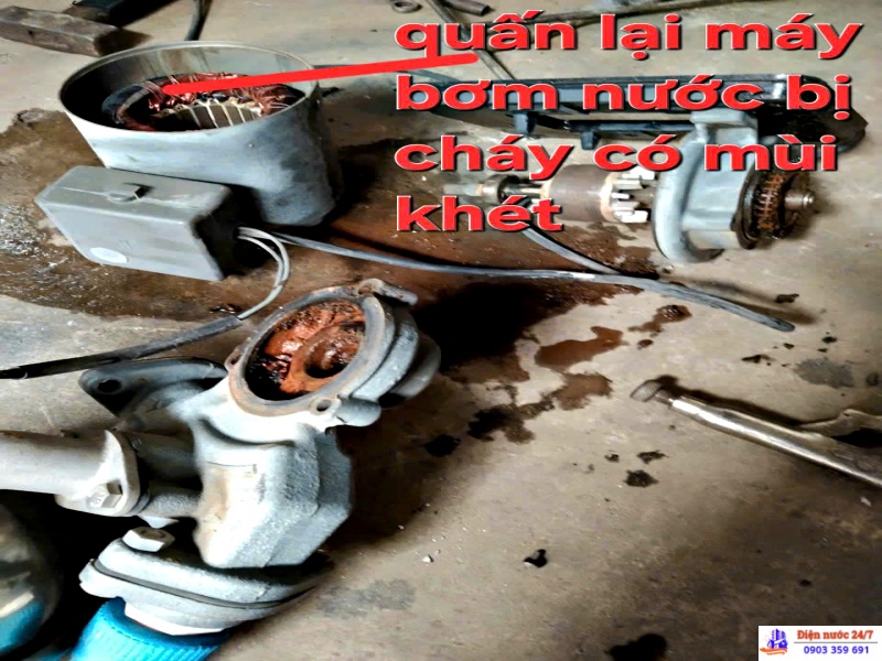 Sửa motor máy bơm nước bị cháy