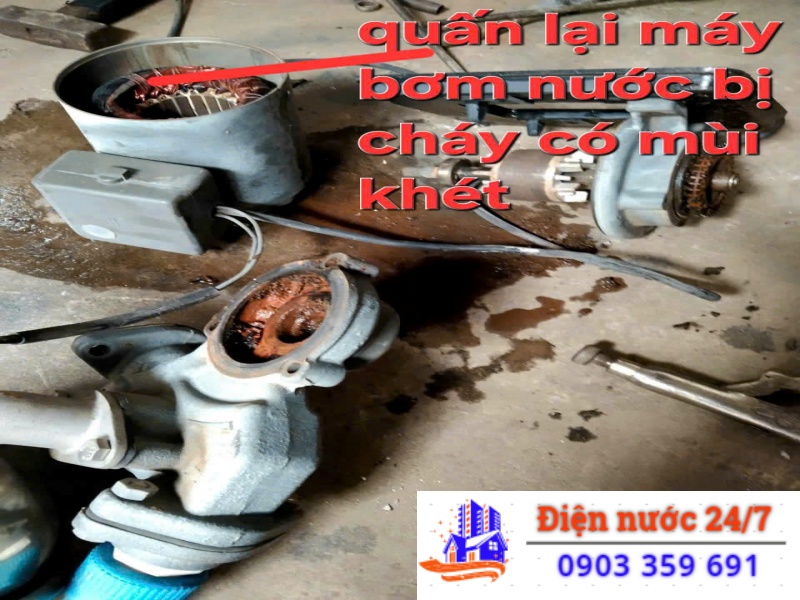 Sửa, quấn máy bơm nước bị cháy